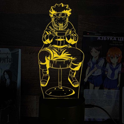 Акриловий 3D світильник-нічник Наруто їсть рамен