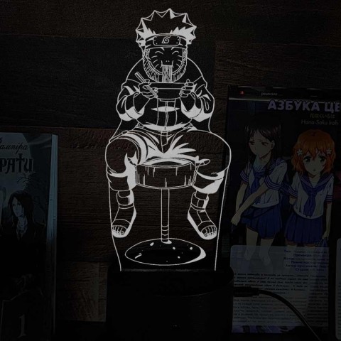 Акриловий 3D світильник-нічник Наруто їсть рамен