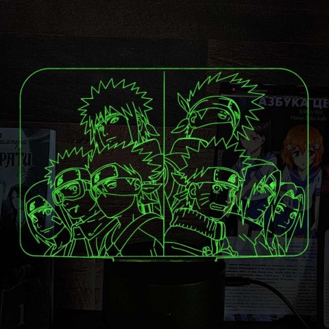 Акриловий 3D світильник-ночник Наруто Команда 7