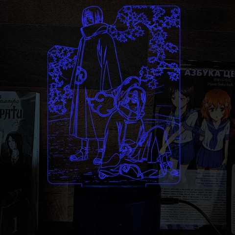 Акриловий 3D світильник-ночник Ітачі Учіха та Дейдара