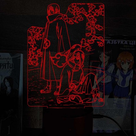 Акриловий 3D світильник-ночник Ітачі Учіха та Дейдара