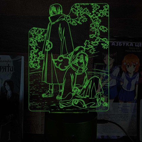 Акриловий 3D світильник-ночник Ітачі Учіха та Дейдара