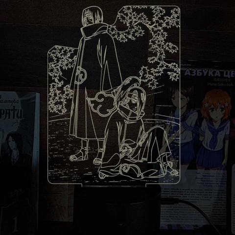 Акриловий 3D світильник-ночник Ітачі Учіха та Дейдара