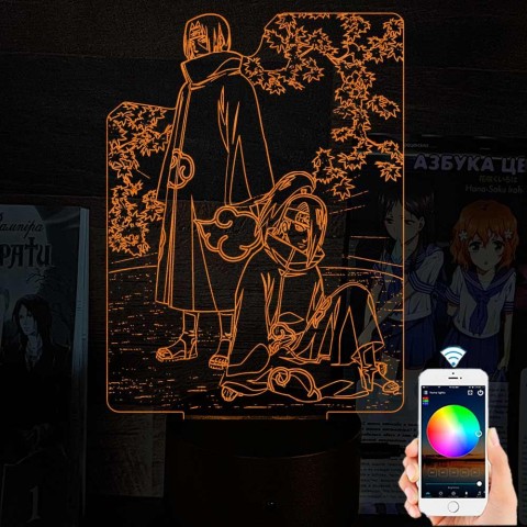 Акриловий 3D світильник-ночник Ітачі Учіха та Дейдара