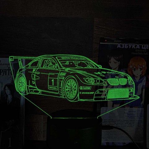 Акриловий 3D світильник-нічник BMW M3 GT2 суперкар