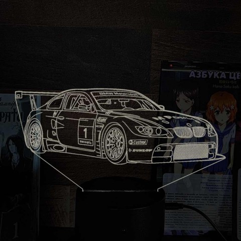 Акриловий 3D світильник-нічник BMW M3 GT2 суперкар
