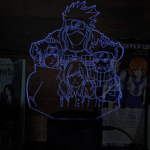 Акриловый 3D светильник-ночник Хатаке Какаши и команда
