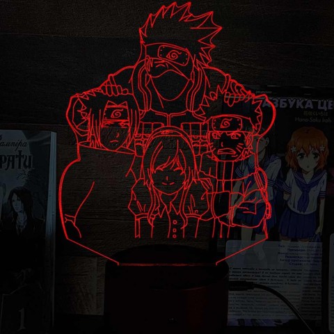 Акриловый 3D светильник-ночник Хатаке Какаши и команда