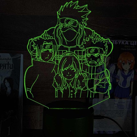 Акриловый 3D светильник-ночник Хатаке Какаши и команда