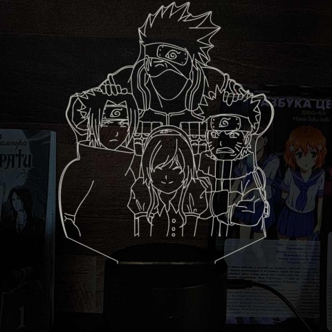 Акриловый 3D светильник-ночник Хатаке Какаши и команда