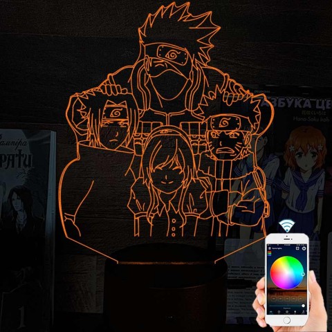 Акриловый 3D светильник-ночник Хатаке Какаши и команда