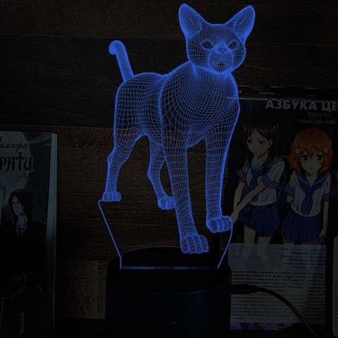 Акриловий 3D світильник-ночлена кішка