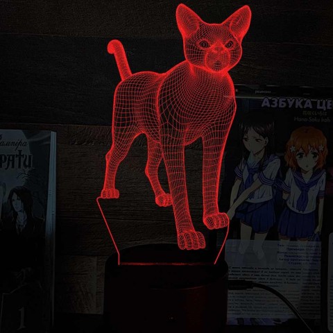 Акриловий 3D світильник-ночлена кішка