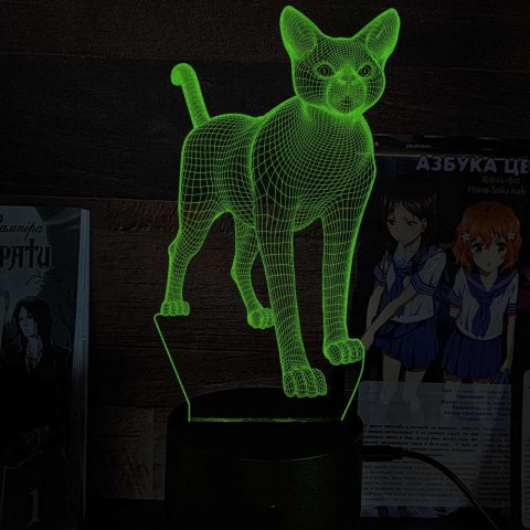 Акриловий 3D світильник-ночлена кішка