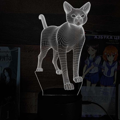 Акриловий 3D світильник-ночлена кішка