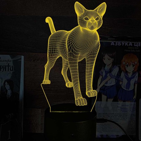 Акриловий 3D світильник-ночлена кішка