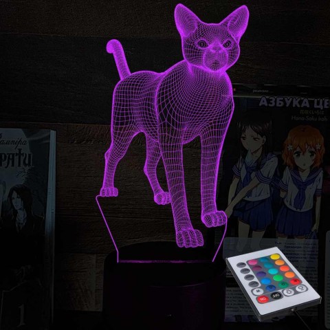 Акриловий 3D світильник-ночлена кішка