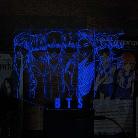 Акриловий 3D світильник-нічник група BTS