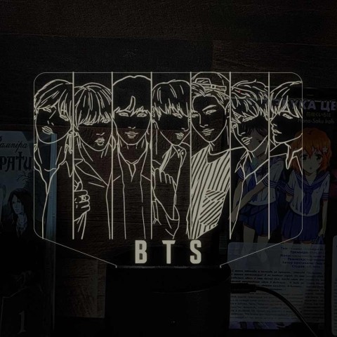 Акриловий 3D світильник-нічник група BTS