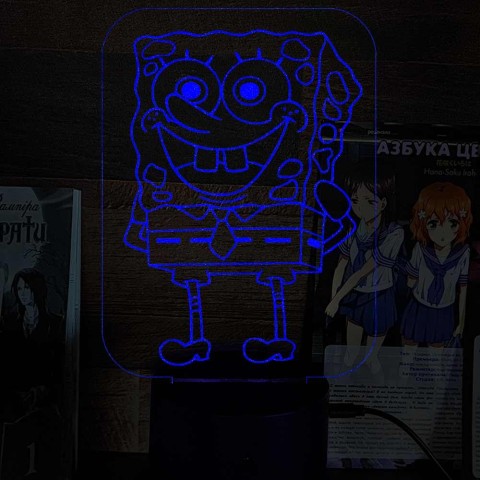 Акриловий 3D світильник-нічник Губка Боб