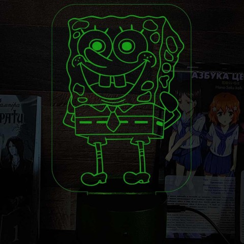 Акриловий 3D світильник-нічник Губка Боб