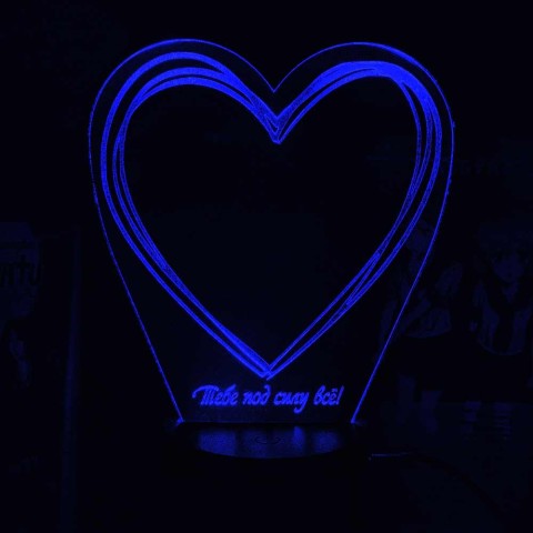 Акриловый 3D светильник-ночник сердце