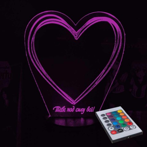 Акриловый 3D светильник-ночник сердце