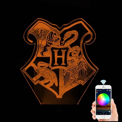 Акриловий 3D світильник-нічник герб Гоґвортсу 2