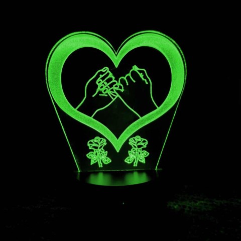 Акриловий 3D світильник-нічник серце 2
