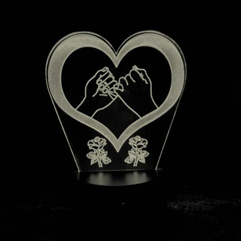 Акриловий 3D світильник-нічник серце 2