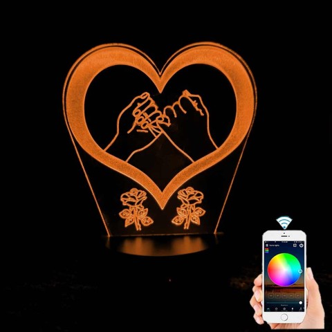 Акриловий 3D світильник-нічник серце 2
