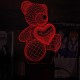 Акриловий 3D світильник-нічник ведмідь із серцем 3