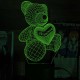 Акриловий 3D світильник-нічник ведмідь із серцем 3