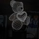Акриловий 3D світильник-нічник ведмідь із серцем 3