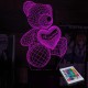 Акриловий 3D світильник-нічник ведмідь із серцем 3
