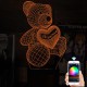 Акриловий 3D світильник-нічник ведмідь із серцем 3