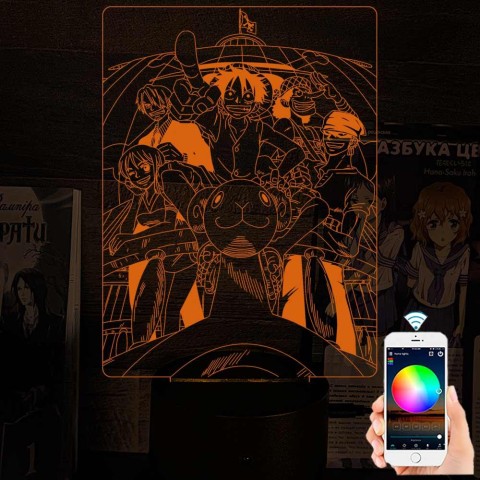 Акриловий 3D світильник-нічник Монки Д. Луффі 2