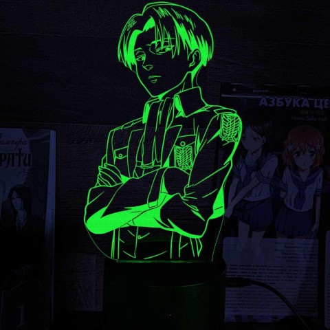 Акриловий 3D світильник-нічник Леві Аккерман  Атака Титанів