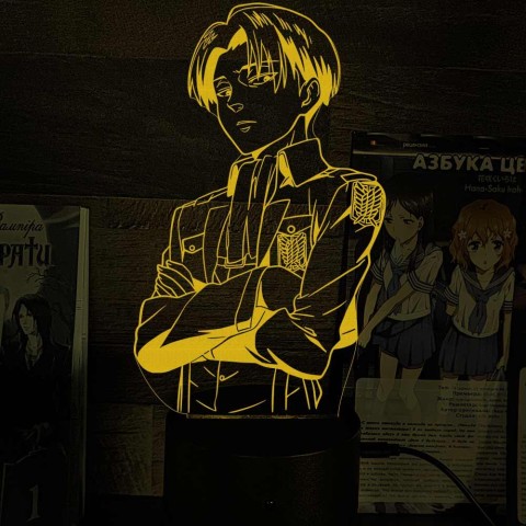 Акриловий 3D світильник-нічник Леві Аккерман  Атака Титанів