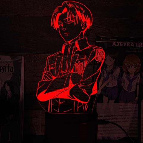 Акриловий 3D світильник-нічник Леві Аккерман  Атака Титанів