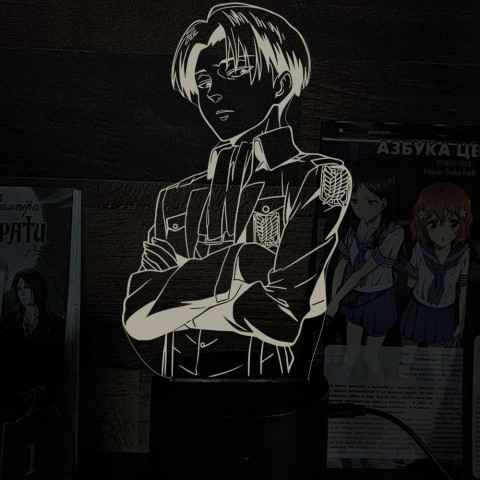 Акриловий 3D світильник-нічник Леві Аккерман  Атака Титанів