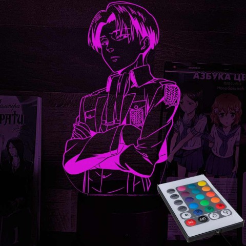 Акриловий 3D світильник-нічник Леві Аккерман  Атака Титанів