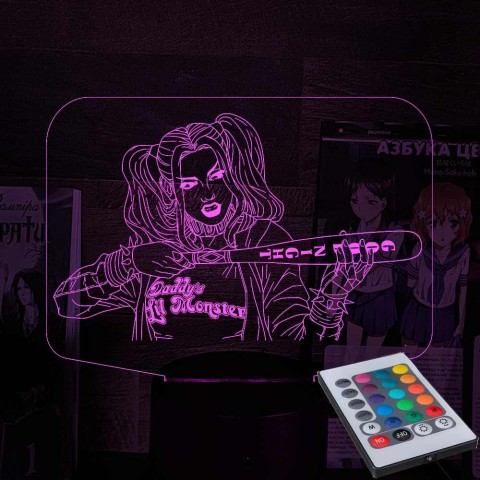 Акриловий 3D світильник-нічник Харлі Квінн