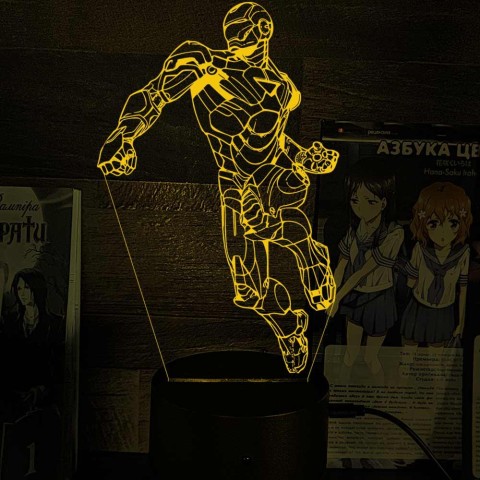 Акриловий 3D світильник-нічник Залізна людина