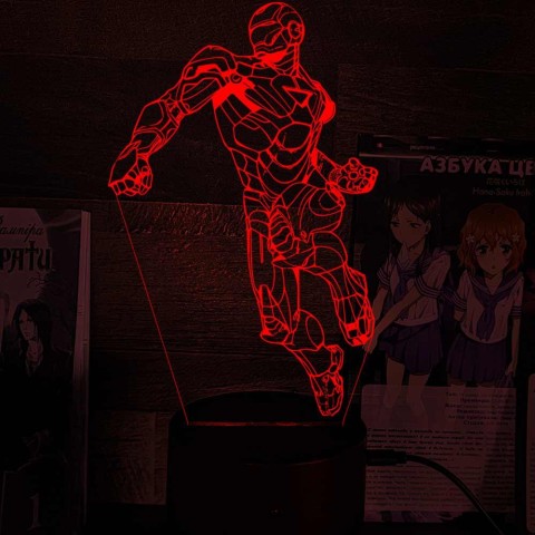Акриловий 3D світильник-нічник Залізна людина