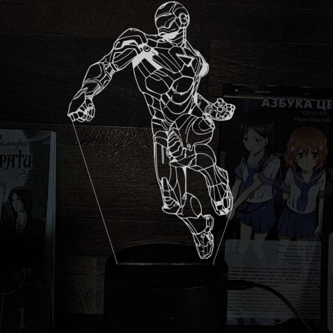 Акриловий 3D світильник-нічник Залізна людина