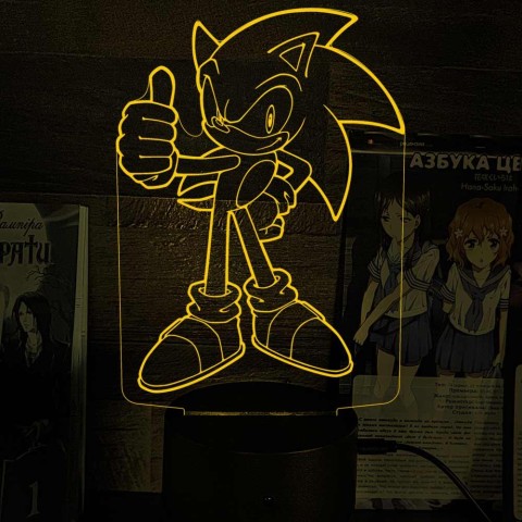 Акриловий 3D світильник-нічник Їжак Сонік