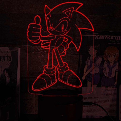 Акриловий 3D світильник-нічник Їжак Сонік
