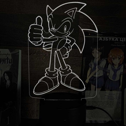 Акриловий 3D світильник-нічник Їжак Сонік