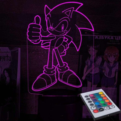Акриловий 3D світильник-нічник Їжак Сонік
